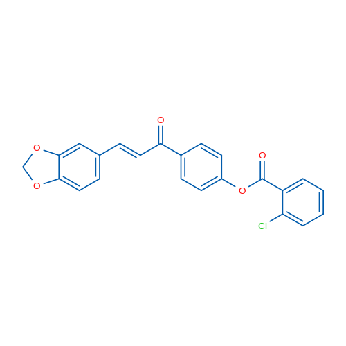 4-[(2E)-3-(2H-1,3-Benzodioxol-5-yl)prop-2-enoyl]phenyl 2-chlorobenzoate 1g