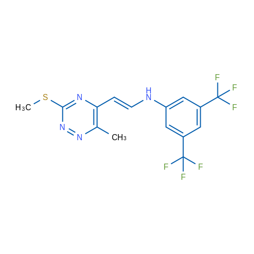 N-[(E)-2-[6-Methyl-3-(methylsulfanyl)-1,2,4-triazin-5-yl]ethenyl]-3,5-bis(trifluoromethyl)aniline 1g