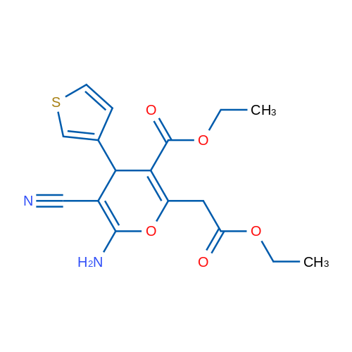 Ethyl 6-amino-5-cyano-2-(2-ethoxy-2-oxoethyl)-4-(thiophen-3-yl)-4H-pyran-3-carboxylate 1g