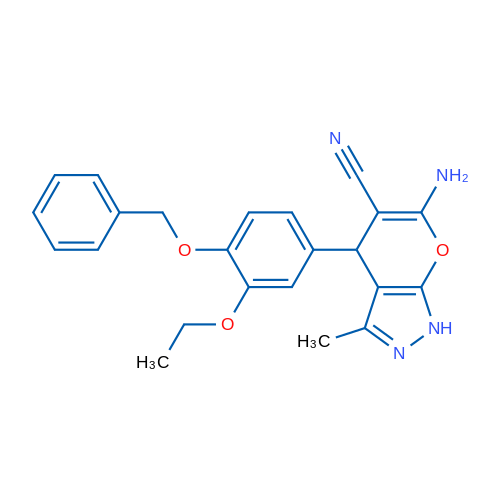 6-Amino-4-(4-(benzyloxy)-3-ethoxyphenyl)-3-methyl-1,4-dihydropyrano[2,3-c]pyrazole-5-carbonitrile 1g