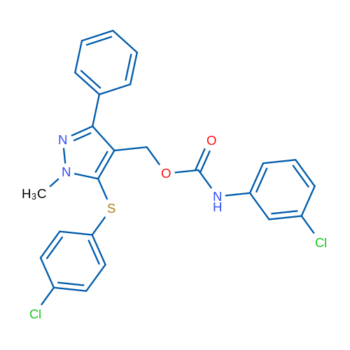 {5-[(4-chlorophenyl)sulfanyl]-1-methyl-3-phenyl-1H-pyrazol-4-yl}methyl N-(3-chlorophenyl)carbamate 1g