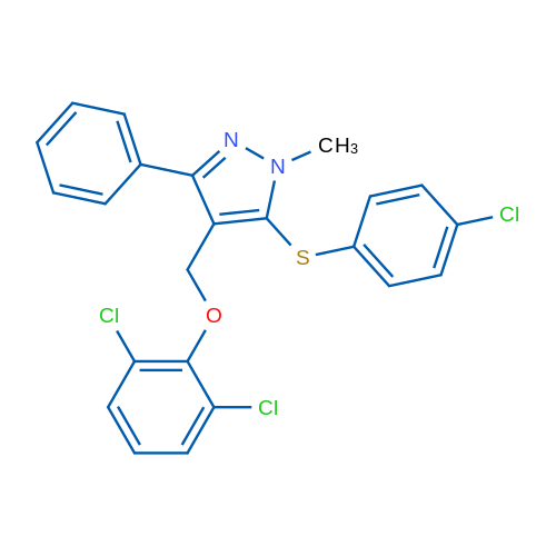 5-[(4-Chlorophenyl)sulfanyl]-4-[(2,6-dichlorophenoxy)methyl]-1-methyl-3-phenyl-1H-pyrazole 1g