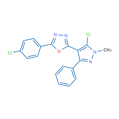 2-(5-Chloro-1-methyl-3-phenyl-1H-pyrazol-4-yl)-5-(4-chlorophenyl)-1,3,4-oxadiazole 1g