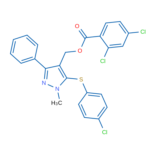 {5-[(4-chlorophenyl)sulfanyl]-1-methyl-3-phenyl-1H-pyrazol-4-yl}methyl 2,4-dichlorobenzoate 1g