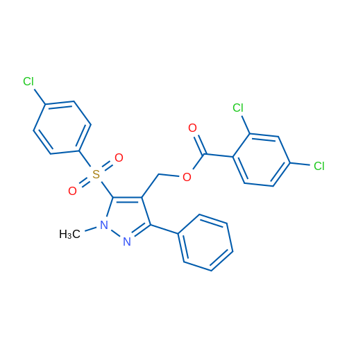 [5-(4-Chlorobenzenesulfonyl)-1-methyl-3-phenyl-1H-pyrazol-4-yl]methyl 2,4-dichlorobenzoate 1g