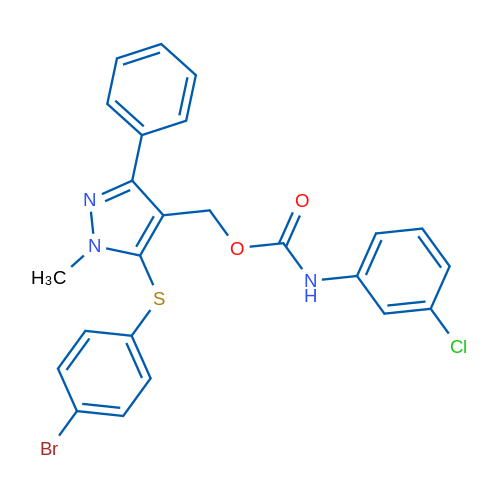 {5-[(4-bromophenyl)sulfanyl]-1-methyl-3-phenyl-1H-pyrazol-4-yl}methyl N-(3-chlorophenyl)carbamate 1g