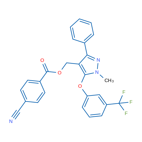 {1-methyl-3-phenyl-5-[3-(trifluoromethyl)phenoxy]-1H-pyrazol-4-yl}methyl 4-cyanobenzoate 1g