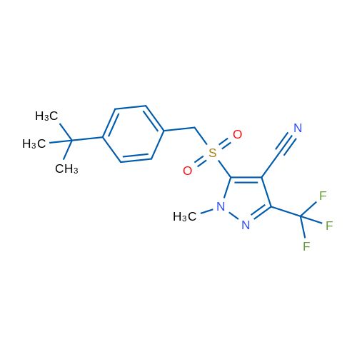 5-[(4-tert-Butylphenyl)methanesulfonyl]-1-methyl-3-(trifluoromethyl)-1H-pyrazole-4-carbonitrile 1g