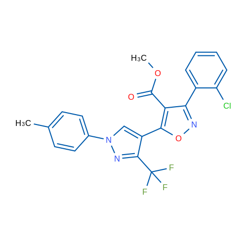 Methyl 3-(2-chlorophenyl)-5-[1-(4-methylphenyl)-3-(trifluoromethyl)-1H-pyrazol-4-yl]-1,2-oxazole-4-carboxylate 1g