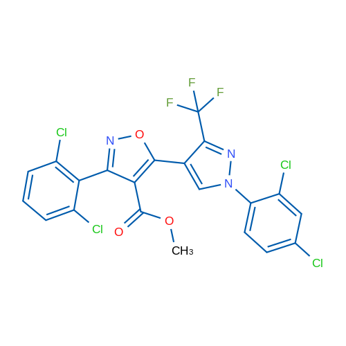 Methyl 3-(2,6-dichlorophenyl)-5-[1-(2,4-dichlorophenyl)-3-(trifluoromethyl)-1H-pyrazol-4-yl]-1,2-oxazole-4-carboxylate 1g
