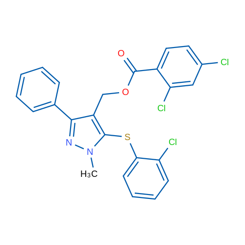 {5-[(2-chlorophenyl)sulfanyl]-1-methyl-3-phenyl-1H-pyrazol-4-yl}methyl 2,4-dichlorobenzoate 1g