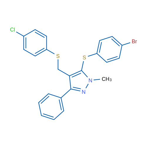 5-[(4-Bromophenyl)sulfanyl]-4-{[(4-chlorophenyl)sulfanyl]methyl}-1-methyl-3-phenyl-1H-pyrazole 1g