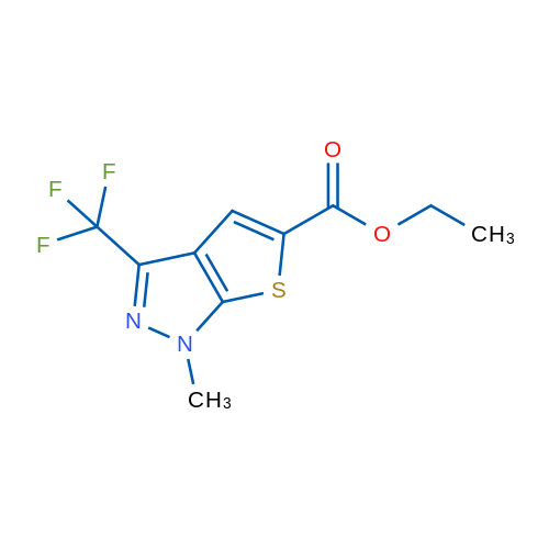 Ethyl 1-methyl-3-(trifluoromethyl)-1H-thieno[2,3-c]pyrazole-5-carboxylate 1g