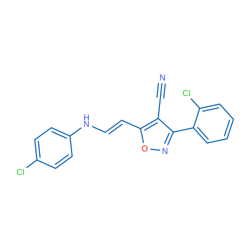 3-(2-Chlorophenyl)-5-[(E)-2-[(4-chlorophenyl)amino]ethenyl]-1,2-oxazole-4-carbonitrile 1g