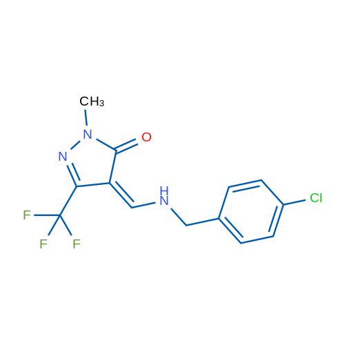 (4Z)-4-({[(4-chlorophenyl)methyl]amino}methylidene)-1-methyl-3-(trifluoromethyl)-4,5-dihydro-1H-pyrazol-5-one 1g