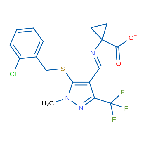 (E)-[(5-{[(2-chlorophenyl)methyl]sulfanyl}-1-methyl-3-(trifluoromethyl)-1H-pyrazol-4-yl)methylidene]amino cyclopropanecarboxylate 1g