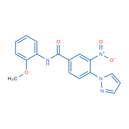 N-(2-Methoxyphenyl)-3-nitro-4-(1H-pyrazol-1-yl)benzamide 1g