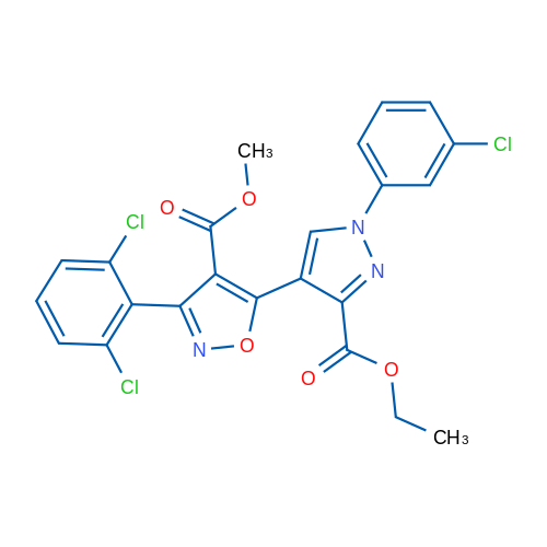 Methyl 5-[1-(3-chlorophenyl)-3-(ethoxycarbonyl)-1H-pyrazol-4-yl]-3-(2,6-dichlorophenyl)-1,2-oxazole-4-carboxylate 1g