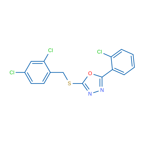2-(2-Chlorophenyl)-5-((2,4-dichlorobenzyl)thio)-1,3,4-oxadiazole 1g