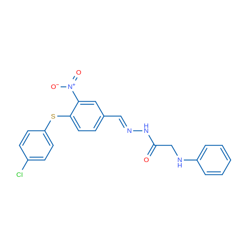 N'-[(1E)-{4-[(4-chlorophenyl)sulfanyl]-3-nitrophenyl}methylidene]-2-(phenylamino)acetohydrazide 1g