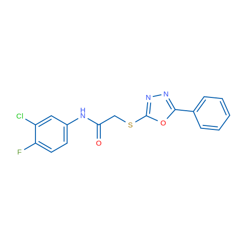 N-(3-Chloro-4-fluorophenyl)-2-[(5-phenyl-1,3,4-oxadiazol-2-yl)sulfanyl]acetamide 1g