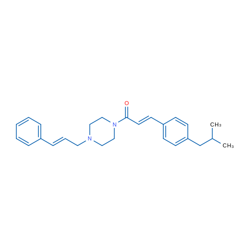 (2E)-3-[4-(2-Methylpropyl)phenyl]-1-{4-[(2E)-3-phenylprop-2-en-1-yl]piperazin-1-yl}prop-2-en-1-one 1g
