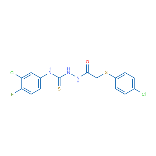 N-(3-Chloro-4-fluorophenyl)-2-(2-((4-chlorophenyl)thio)acetyl)hydrazinecarbothioamide 1g