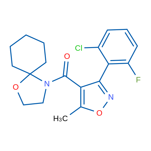 4-[3-(2-Chloro-6-fluorophenyl)-5-methyl-1,2-oxazole-4-carbonyl]-1-oxa-4-azaspiro[4.5]decane 1g