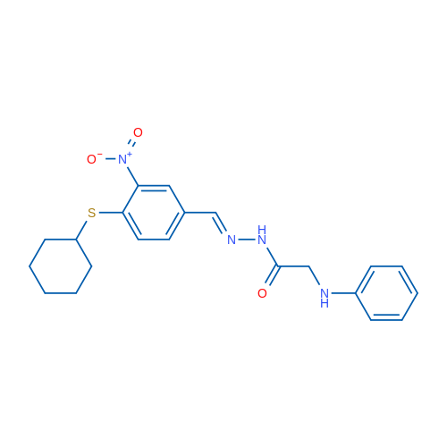 N'-[(1E)-[4-(Cyclohexylsulfanyl)-3-nitrophenyl]methylidene]-2-(phenylamino)acetohydrazide 1g