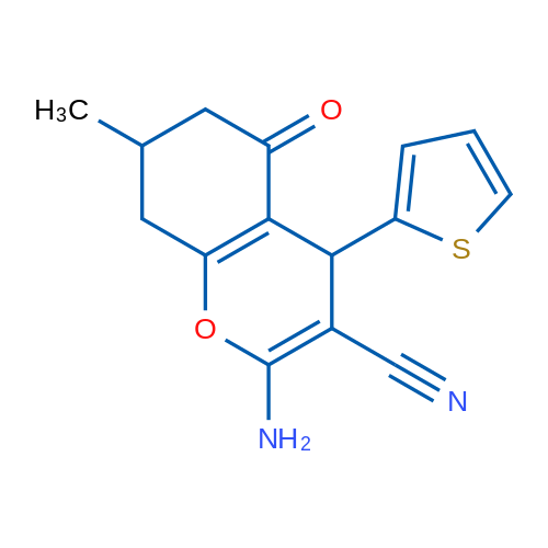 2-Amino-7-methyl-5-oxo-4-(thiophen-2-yl)-5,6,7,8-tetrahydro-4H-chromene-3-carbonitrile 1g