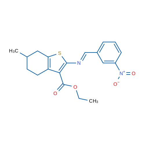 Ethyl 6-methyl-2-((3-nitrobenzylidene)amino)-4,5,6,7-tetrahydrobenzo[b]thiophene-3-carboxylate 1g
