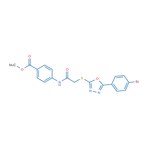 Methyl 4-(2-((5-(4-bromophenyl)-1,3,4-oxadiazol-2-yl)thio)acetamido)benzoate 1g