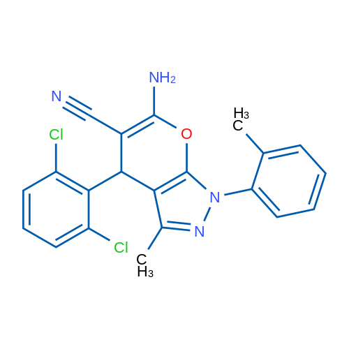 6-Amino-4-(2,6-dichlorophenyl)-3-methyl-1-(o-tolyl)-1,4-dihydropyrano[2,3-c]pyrazole-5-carbonitrile 1g