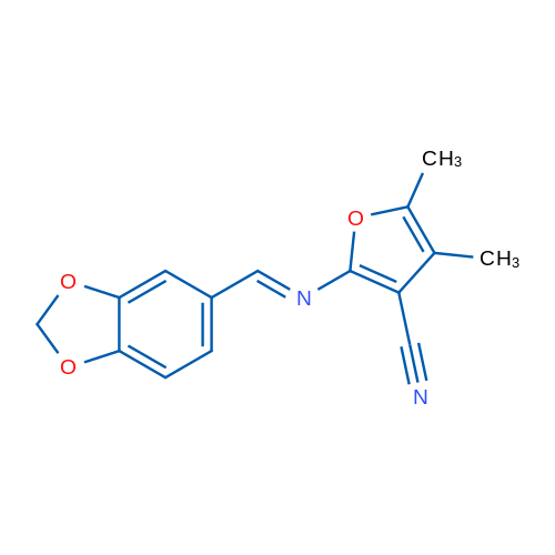 2-[(E)-[(2H-1,3-Benzodioxol-5-yl)methylidene]amino]-4,5-dimethylfuran-3-carbonitrile 1g