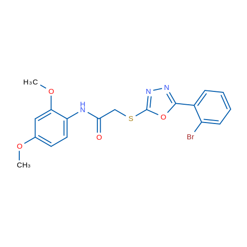 2-((5-(2-Bromophenyl)-1,3,4-oxadiazol-2-yl)thio)-N-(2,4-dimethoxyphenyl)acetamide 1g