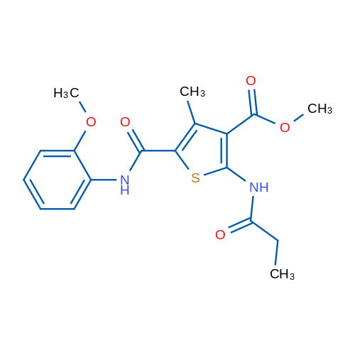 Methyl 5-((2-methoxyphenyl)carbamoyl)-4-methyl-2-propionamidothiophene-3-carboxylate 1g