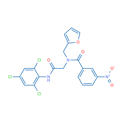 N-(Furan-2-ylmethyl)-3-nitro-N-(2-oxo-2-((2,4,6-trichlorophenyl)amino)ethyl)benzamide 1g
