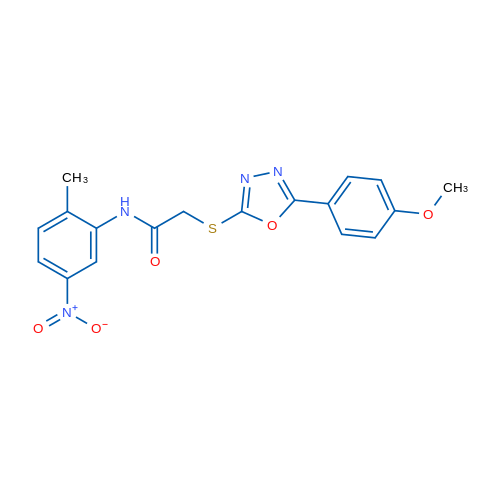 2-((5-(4-Methoxyphenyl)-1,3,4-oxadiazol-2-yl)thio)-N-(2-methyl-5-nitrophenyl)acetamide 1g
