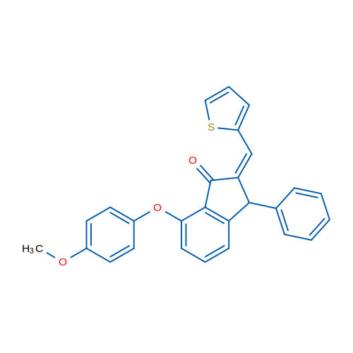 (2Z)-7-(4-Methoxyphenoxy)-3-phenyl-2-[(thiophen-2-yl)methylidene]-2,3-dihydro-1H-inden-1-one 1g
