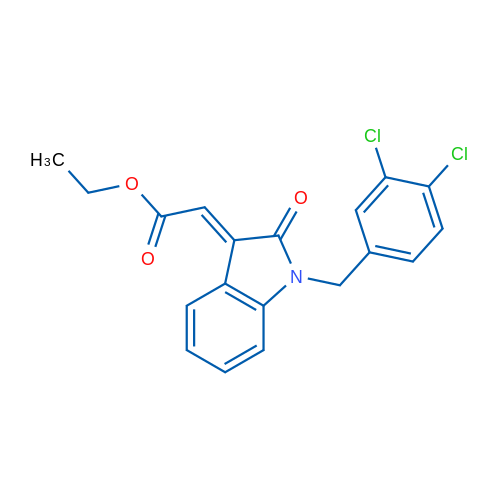 Ethyl 2-[(3E)-1-[(3,4-dichlorophenyl)methyl]-2-oxo-2,3-dihydro-1H-indol-3-ylidene]acetate 1g