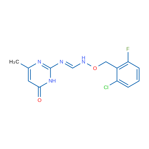 (E)-N-[(2-Chloro-6-fluorophenyl)methoxy]-N'-(4-methyl-6-oxo-1,6-dihydropyrimidin-2-yl)methanimidamide 1g