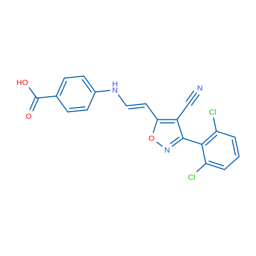 4-{[(E)-2-[4-cyano-3-(2,6-dichlorophenyl)-1,2-oxazol-5-yl]ethenyl]amino}benzoic acid 1g