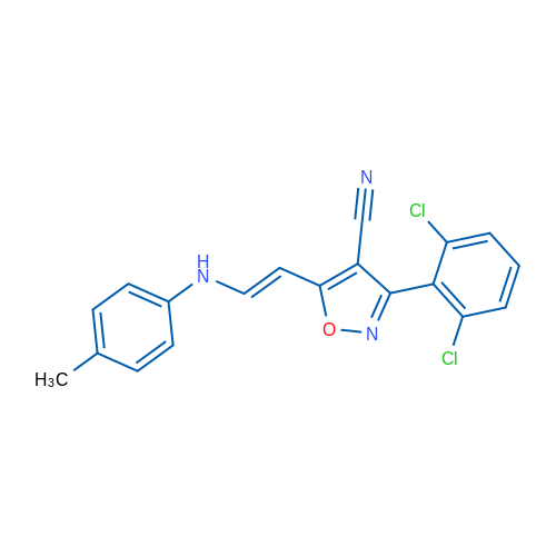 3-(2,6-Dichlorophenyl)-5-[(E)-2-[(4-methylphenyl)amino]ethenyl]-1,2-oxazole-4-carbonitrile 1g