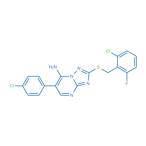 2-{[(2-chloro-6-fluorophenyl)methyl]sulfanyl}-6-(4-chlorophenyl)-[1,2,4]triazolo[1,5-a]pyrimidin-7-amine 1g