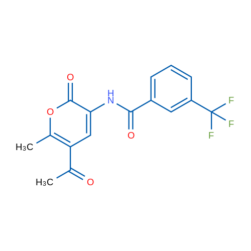 N-(5-Acetyl-6-methyl-2-oxo-2H-pyran-3-yl)-3-(trifluoromethyl)benzamide 1g