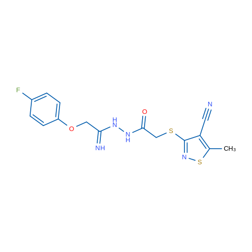 2-[(4-Cyano-5-methyl-1,2-thiazol-3-yl)sulfanyl]-N'-[2-(4-fluorophenoxy)ethanimidoyl]acetohydrazide 1g