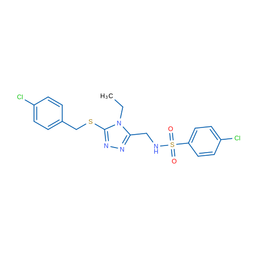 4-Chloro-N-[(5-{[(4-chlorophenyl)methyl]sulfanyl}-4-ethyl-4H-1,2,4-triazol-3-yl)methyl]benzene-1-sulfonamide 1g