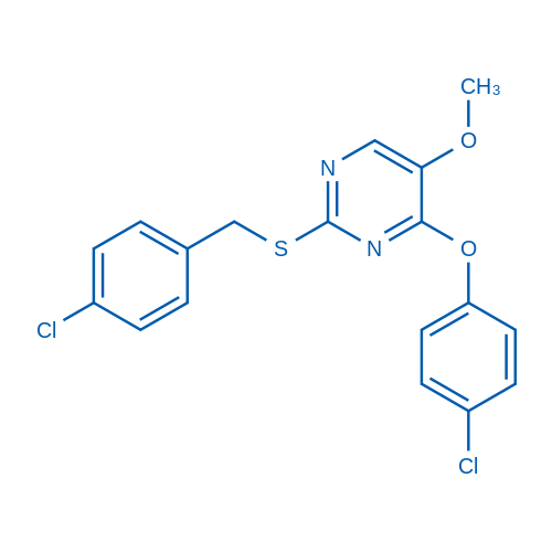 4-(4-Chlorophenoxy)-2-{[(4-chlorophenyl)methyl]sulfanyl}-5-methoxypyrimidine 1g