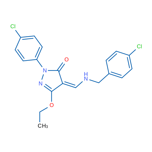 (4Z)-1-(4-Chlorophenyl)-4-({[(4-chlorophenyl)methyl]amino}methylidene)-3-ethoxy-4,5-dihydro-1H-pyrazol-5-one 1g