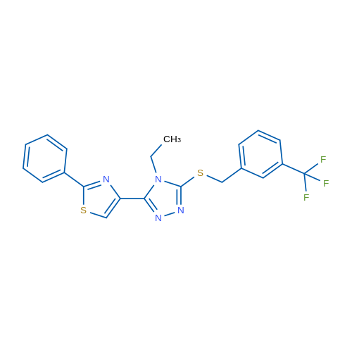 4-Ethyl-3-(2-phenyl-1,3-thiazol-4-yl)-5-({[3-(trifluoromethyl)phenyl]methyl}sulfanyl)-4H-1,2,4-triazole 1g